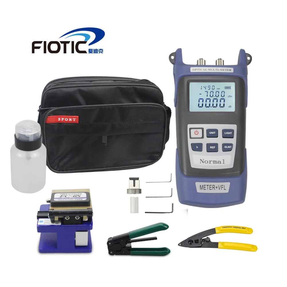 

Fiber optic FTTH Tool Kit with Fiber Cleaver FC6S Optical Power Meter 5KM Visual Fault Locator 5MW Wire stripper miller clamp