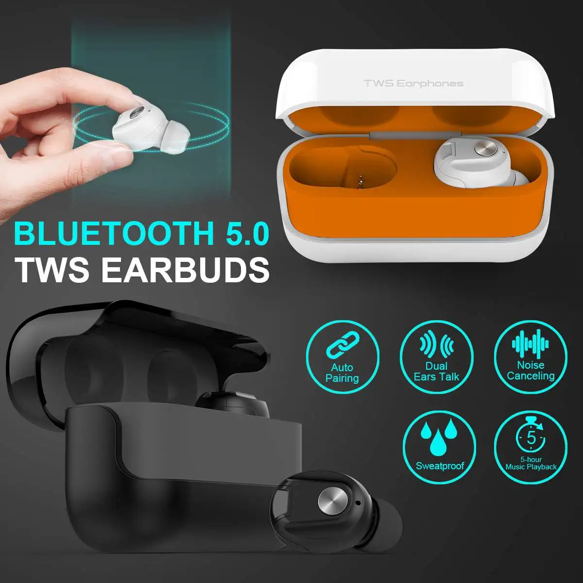 

TWS Mini Wireless bluetooth Earphone Stereo Earbud Headset With Charging Box Mic For iPhone For All Smart phone Sports Headsets