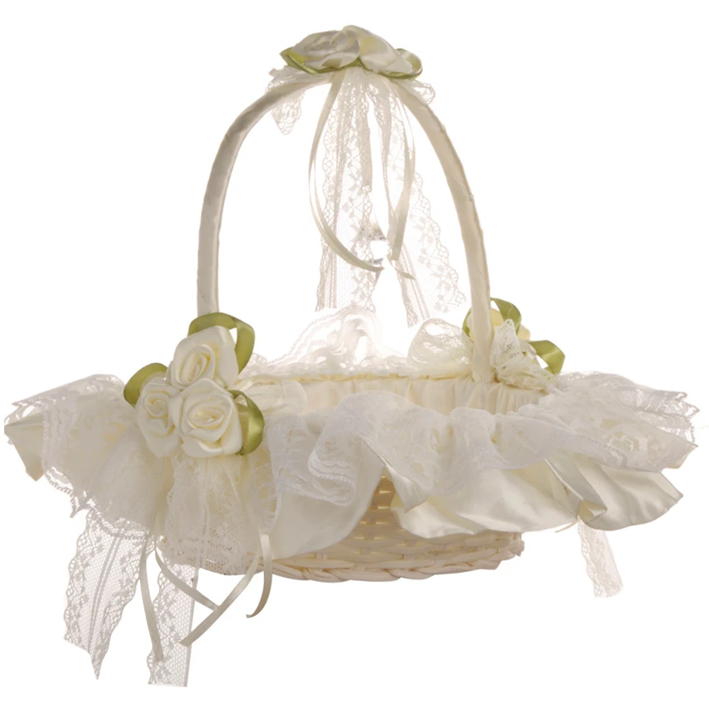 

Wedding Flower Girl Basket Lace Bride Basket for Bridal