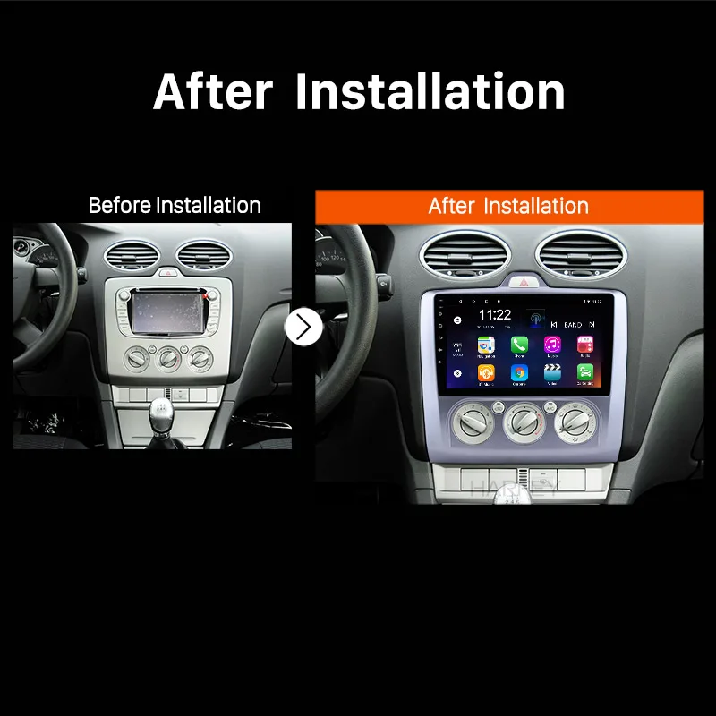 Perfect Harfey 2Din Android 6.0/8.1 9" Car Radio For ford focus EXI MT 2 3 Mk2/Mk3 2004-2011 GPS Navi Multimedia Player Bluetooth 5