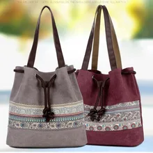 Национальные холщовые сумки, женская сумка через плечо, Ретро стиль, Женская Ручная сумка для покупок, винтажные женские сумки