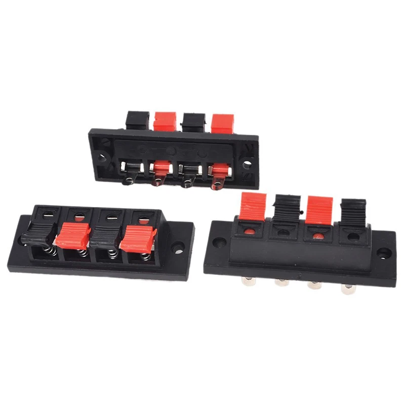 

3Pcs 4 pin red and black Spring Pressure Audio Connector Board Terminal