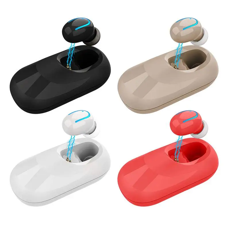 

TWS Solar Bluetooth Headset Rechargeable Wireless Business Car Single Ear Headphone Bulit-in Mic With Charging Compartment