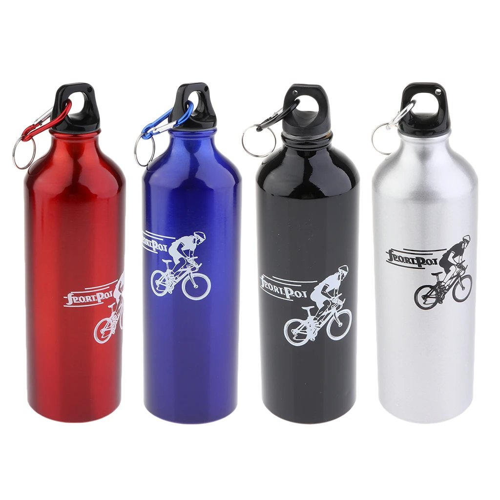 

700ML Outdoor Cycling Water Bottle with Carabiner Black Aluminum Alloy Bottles Camping Bicycle Bike Easy To Carry Sports bottle