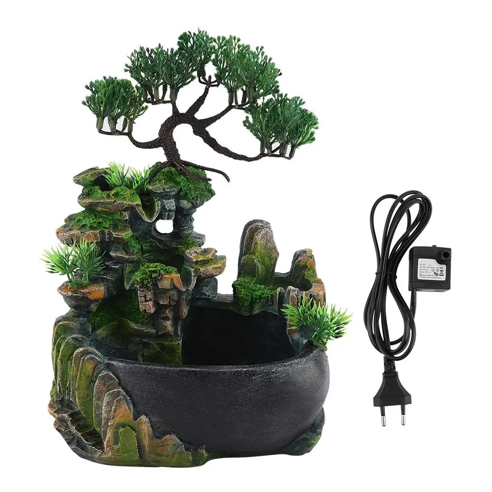 

Miniatures Waterfall Desktop Fountain Geomantic Zen Meditation Waterfall Practical Home Humidifier Decor
