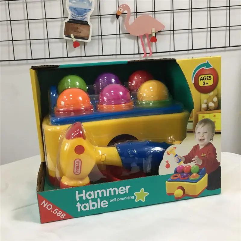  Children Music Enlightenment Table Ball Pounding Toy Music Educational Toy With Hammer Colored Ball