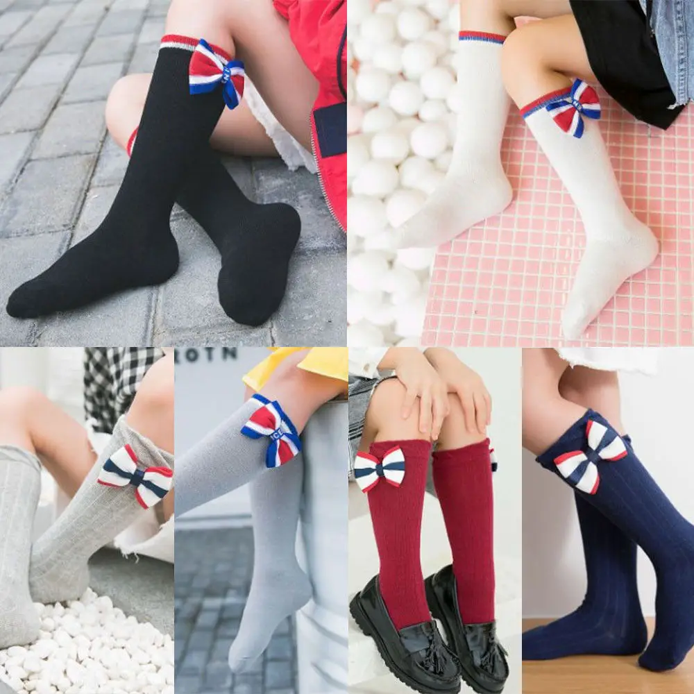 Emmababy 2019 New Kids Girl Socks Knee High Bows Princess Socks Cute