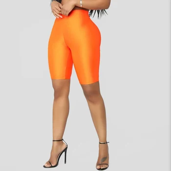 NewAsia Shiny Sexy High Waist Shorts Women Biker Shorts Summer Classic Casual Active Wear Gloss