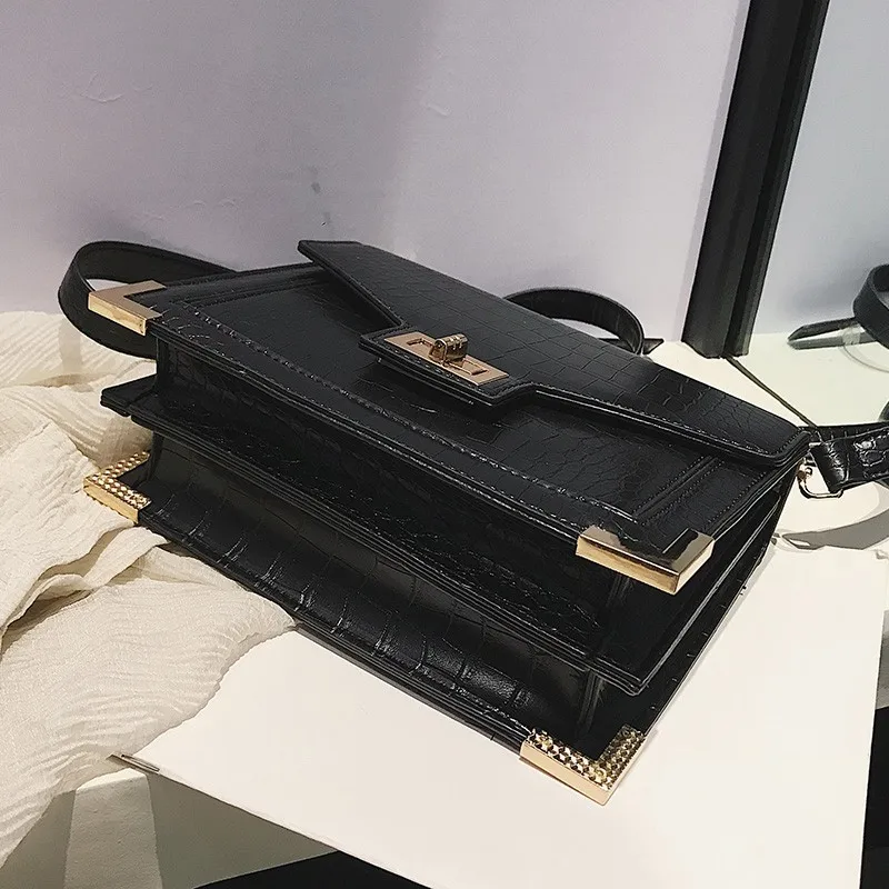 Kajie النساء 2019 حقيبة يد فاخرة النساء أعلى-حقائب بيد مصمم نمط تمساح جلدية الكتف حقيبة ساعي Sac