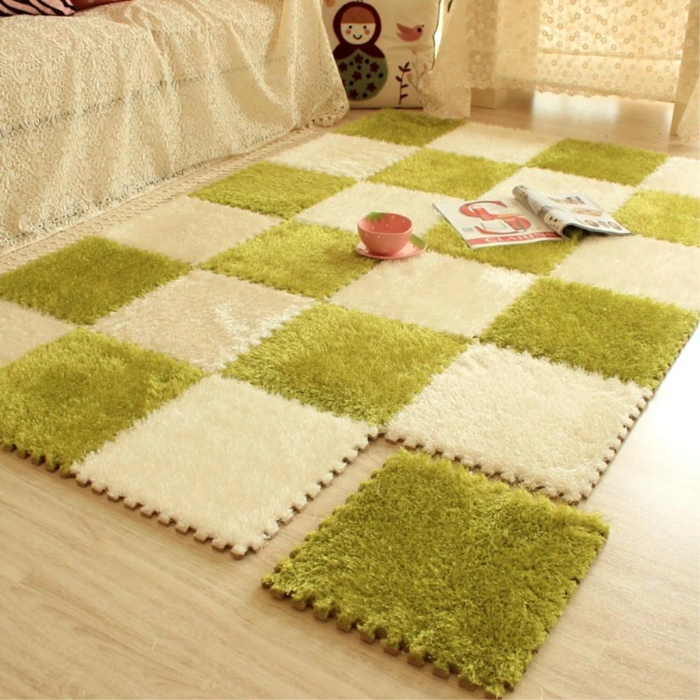 30x30 см EVA пена DIY коврик пазл ворсинки длинные мохнатый ковер плюшевый мягкий для