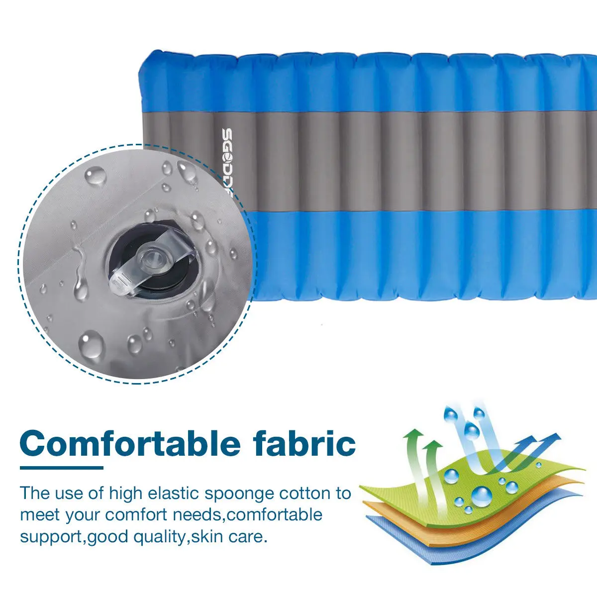 190x60x12cm Ultralight Inflatable Sleeping Pad Air Mat Mattress Outdoor Camping Portable Blue Waterproof Camping Sleeping Pad