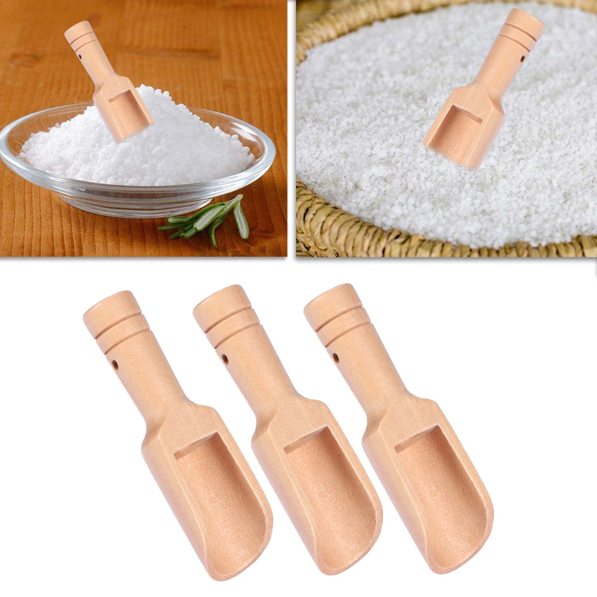 3pcs Wooden Scoops Bath Salt Powder Spoon Bath Shower SPA Tool Bath