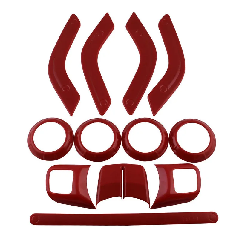 Piezas interiores automotrices accesorios interiores ABS tiras decorativas 12 juegos adecuados para 11-17 Wranglers Piezas interiores automotrices accesorios interiores ABS tiras decorativas 12 juegos adecuados para 11-17 Wranglers