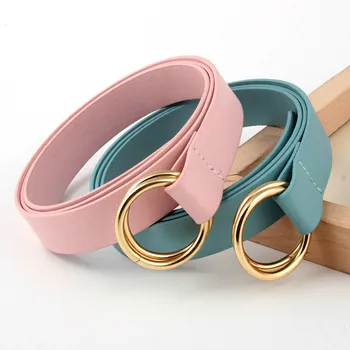 

2018 New Double Ring Round Buckle Ladies PU Leather Belt Fashion Personality Knotted Decorative Belts For Women