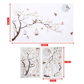 

Elegance Tree Bird Paster Art Stickers Chinese Flower Bird Wall Stickers PVC Waterproof Art Vinyl Decal Mural For Room Decor