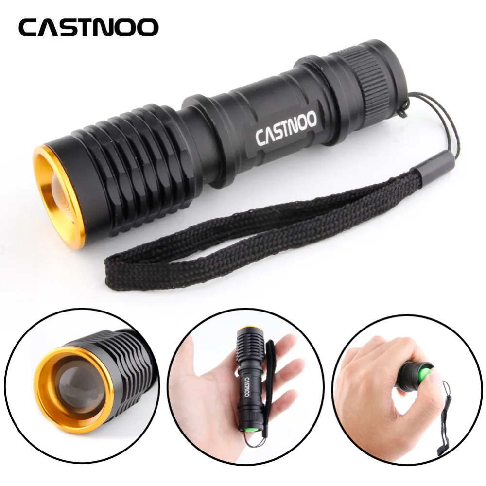 

CASTNOO Mini Zoomable Led Flashlight 2000LM Q5 Zoom Aluminum Waterproof Flash Light by AA or 14500 battery