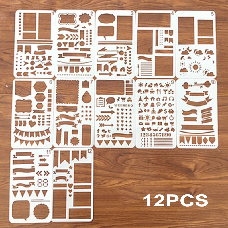 12/20 штук Пластик арт Графика символы трафарет для рисования трафаретов со стрелками планировщик DIY альбом для рисования шаблон дневник Craft