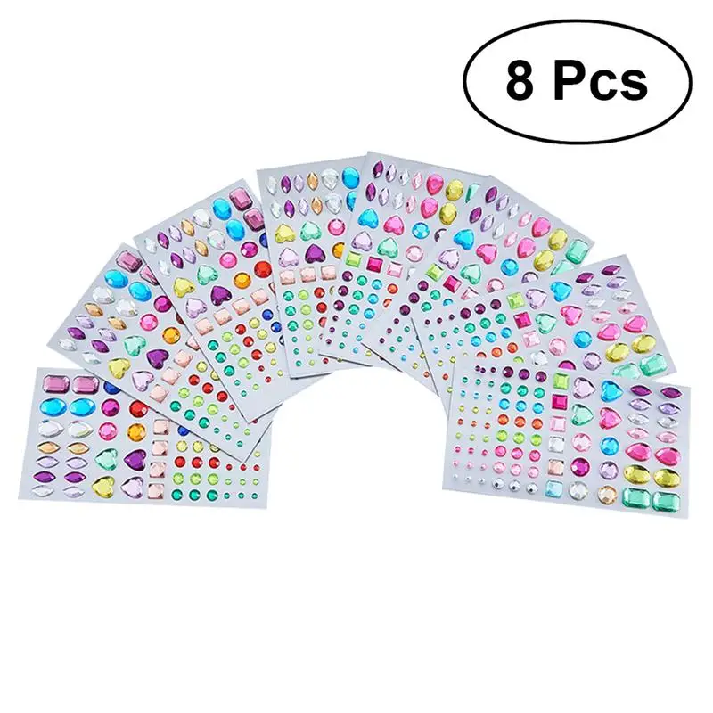 8pcs DIY Diamond Jewelry Accessories Plastic Rhinestone Dress Up Charm Sparkle Diamond Toy