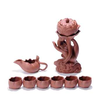 

A Complete Set Originality Ceramics Kung Fu Tea Purple Sand Semi-automatic Bergamot Dawdler Make Tea Organ Rotating Tea Set Suit