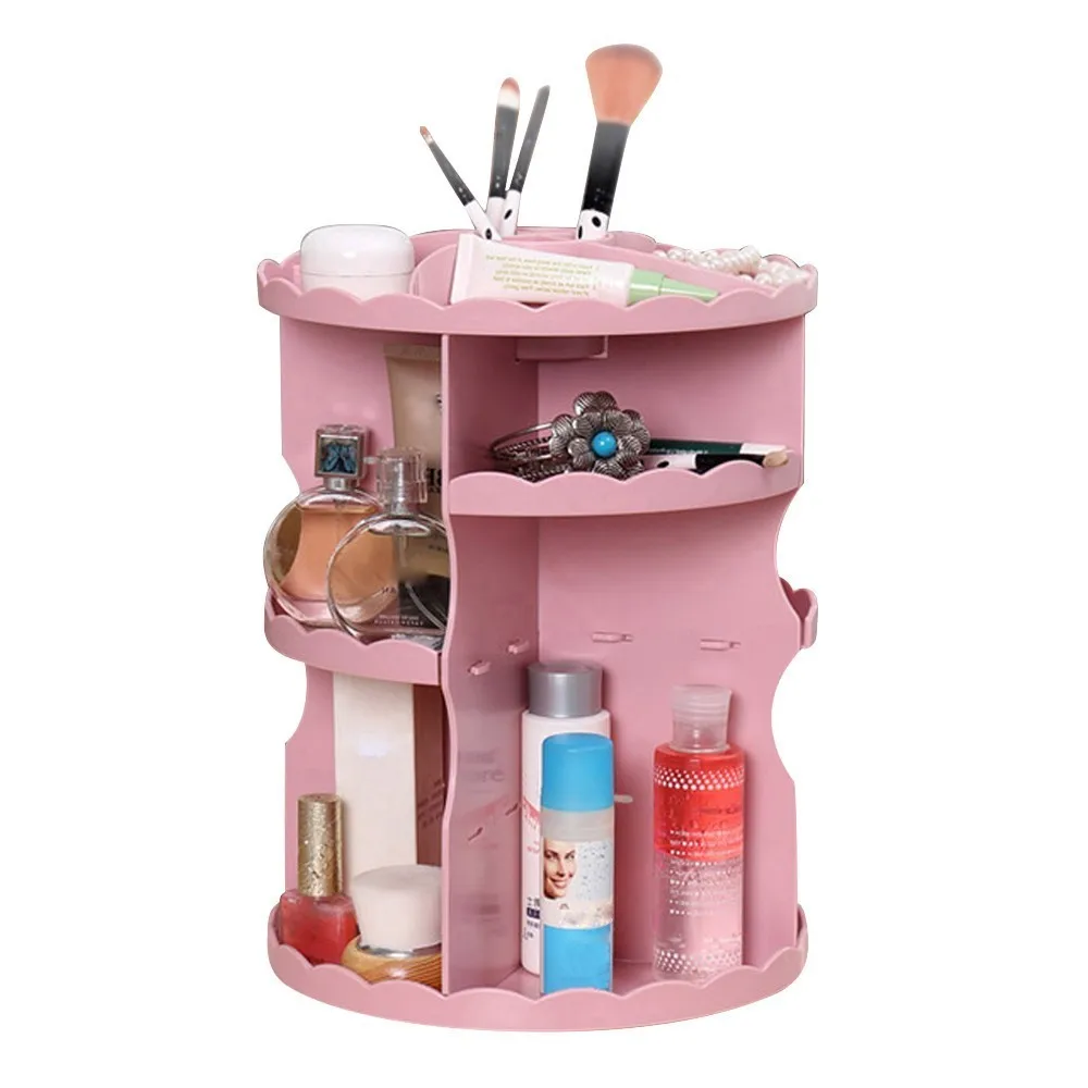 

360 Degree Rotating Cosmetic Display Spinning Rack Box Makeup Organizer Space Saving Home Storage Organization Good Quality