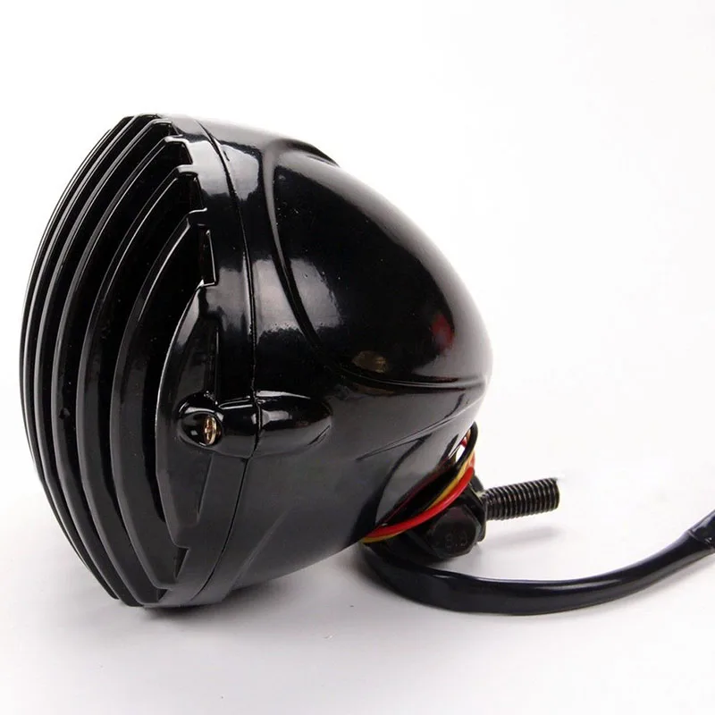  5inch Motorcycle LED Finned Grill Headlight for Cafe Racer Bobber XS650 CB750 - 32863561686