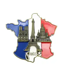1 шт. креативный 3D металлический магнит, Франция, карта, наклейка на холодильник, смоляная наклейка, Париж, туристический сувенир, домашний декор