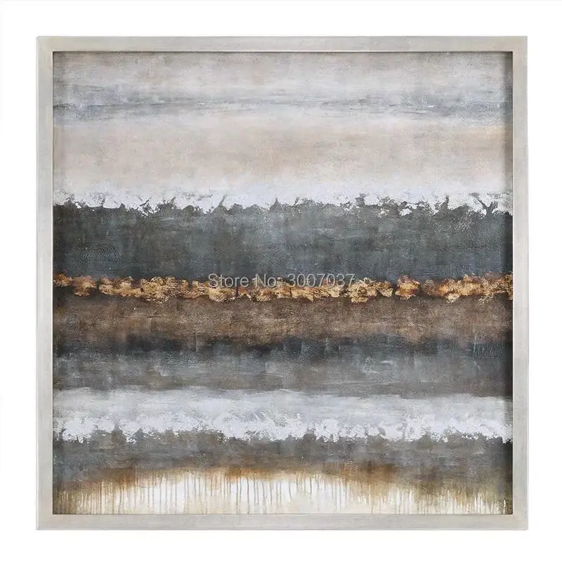 

Art Hand-painted Decoration Oil Painting on Canvas grey and gold Abstract Handmade Modern Oil Painting for Room Wall Decor