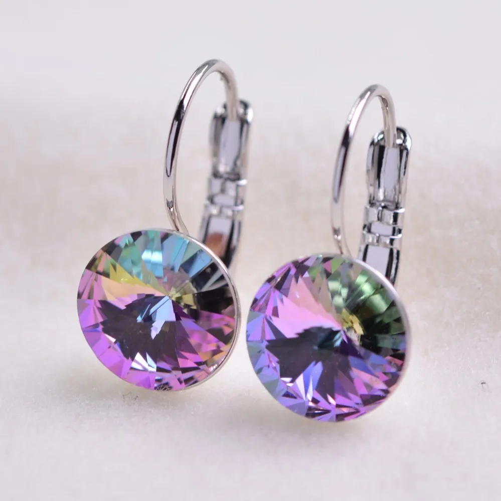 

New Design Stud Earrings With Austrain Crystal Luxury Jewelry For Women Girls Gift 17 Colors Rhinestones Earrings