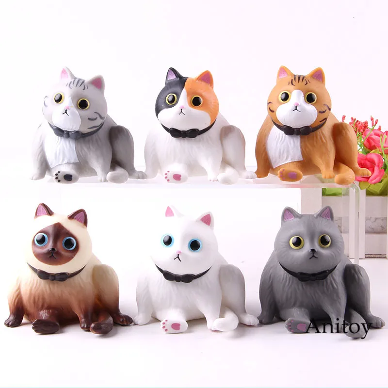 MOLUMOLU животного рисунок благословение Cat фигурки Kawaii милые куклы ПВХ Коллекция Модель игрушки 6 шт./компл