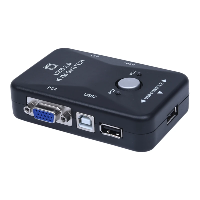 All in one Mini 2 Ports KVM Manual Switch Box Adapter w USB Connector 4