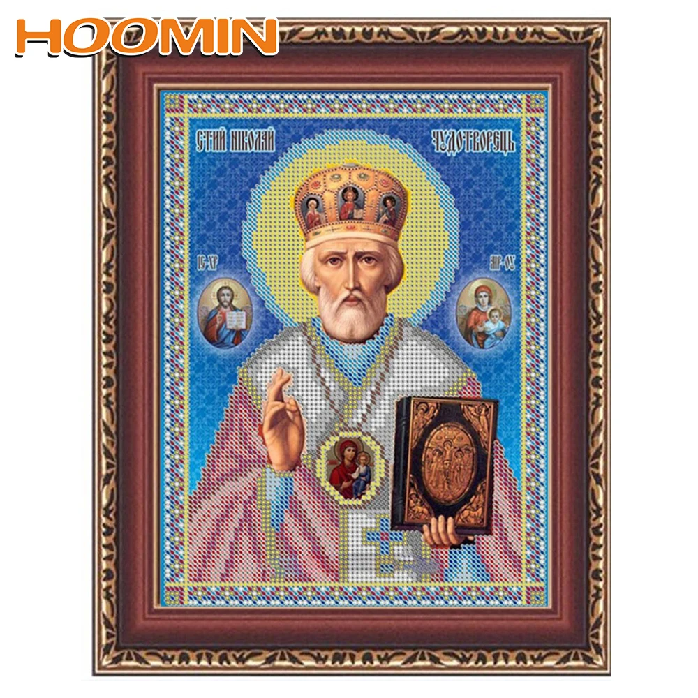 

HOOMIN Diamond Embroidery Kits Religious Icons Pattern Diamond Mosaic Rhinestone Home Decoration Diamond Painting Cross Stitch