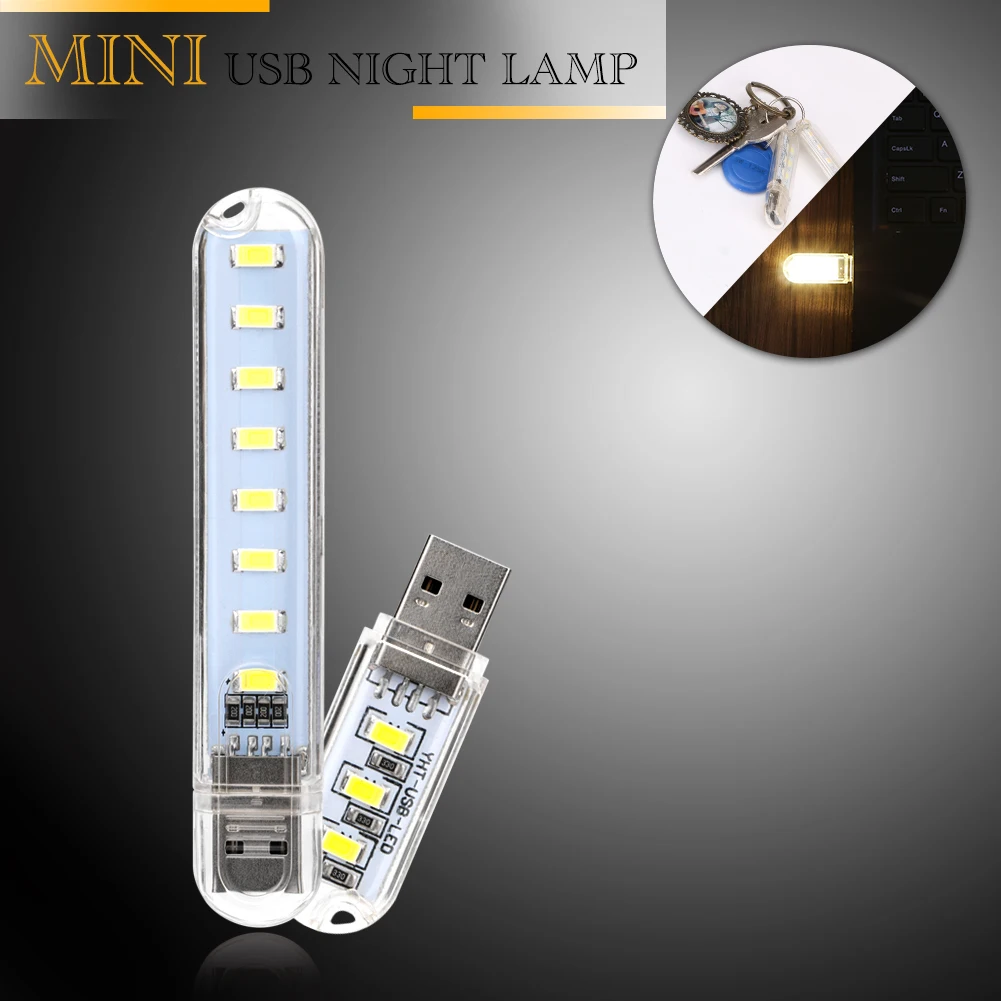 3/8 LEDs портативный мини USB фонарик настольная лампа освещение для работы книга