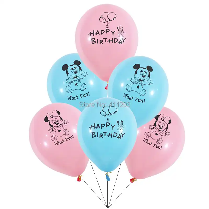 12 шт./лот Микки и Минни Маус воздушные шары в форме мыши голубой комплект одежды для мальчиков для девочек в розовом цвете, Мультяшные игрушк...