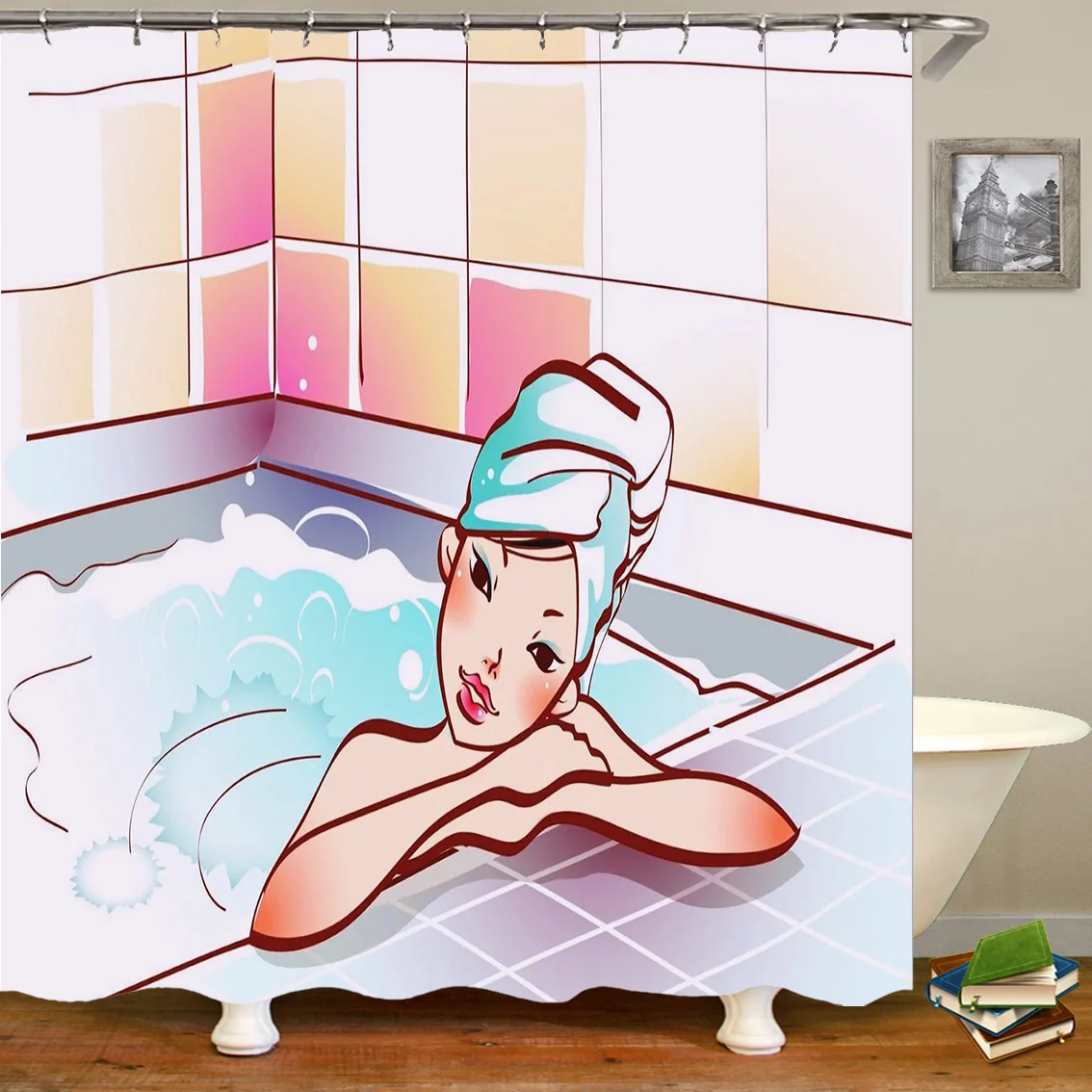 

Naked Woman Moon Naked Woman Aestheticism Series 3d Number Printing Defence Water Bath Curtain