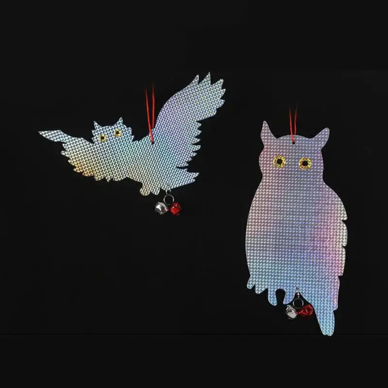 

LemonBest Fake Owl Decoy Scare Birds Holographic Reflective Repel Woodpecker Garden Laser Owl Reflective Owl