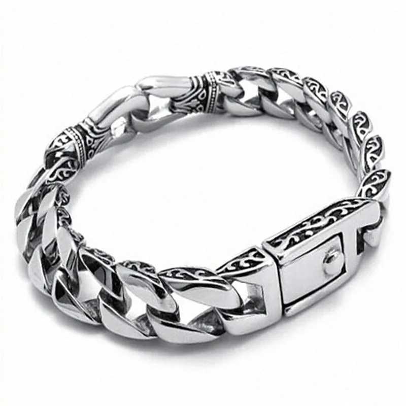 

SDA Cool Hot Classic Puck Stainless Steel Pattern Bracelets Silver Bangles for Men