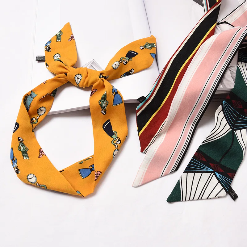 

Korea Joker Literature Slender Bar Narrow Woman Decoration Small Neck Scarf Female Belt Hair Band Scarves Ribbon Loop Hijab Wrap
