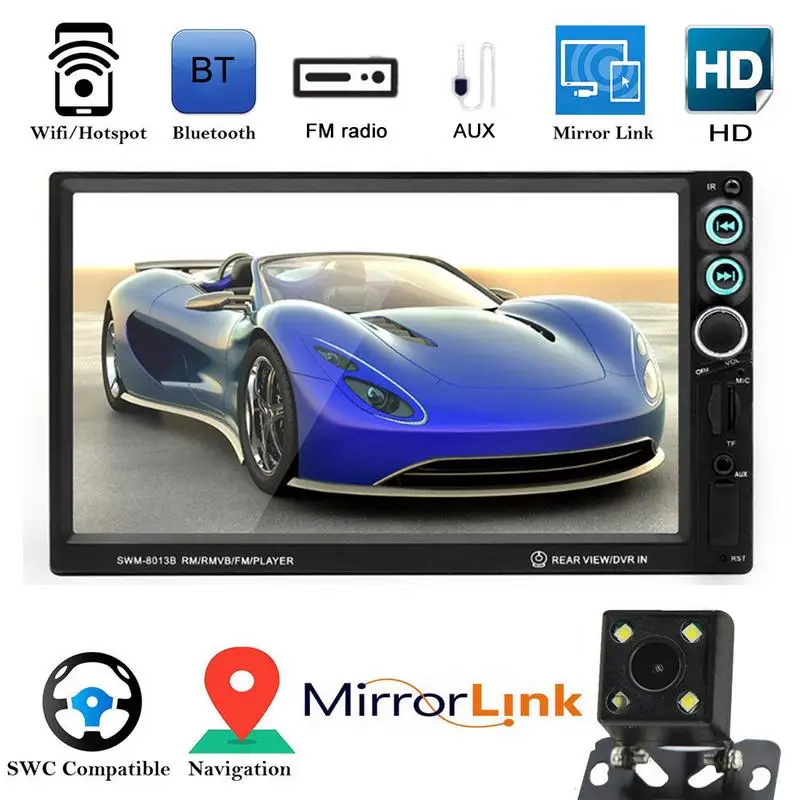 

Car Mounted MP5 Player HD 7 Inch Audio Video MP4 RM RMVB Steering Wheel Control FM Radio Bluetooth Hands-free Calls Rear View