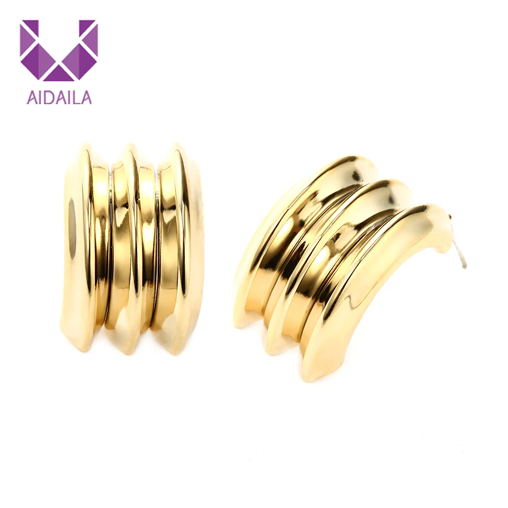 1 Pair Stud Earrings Simple Classic Geometric Punk Brincos for Women Hot Selling Style Copper Metal New Jewelry | Украшения и