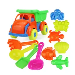 11-в-1 летом Emulational пляжная игрушка автомобиль комплект Пластик пляжные игры с песком игрушки для детей Подарки-разные цвета