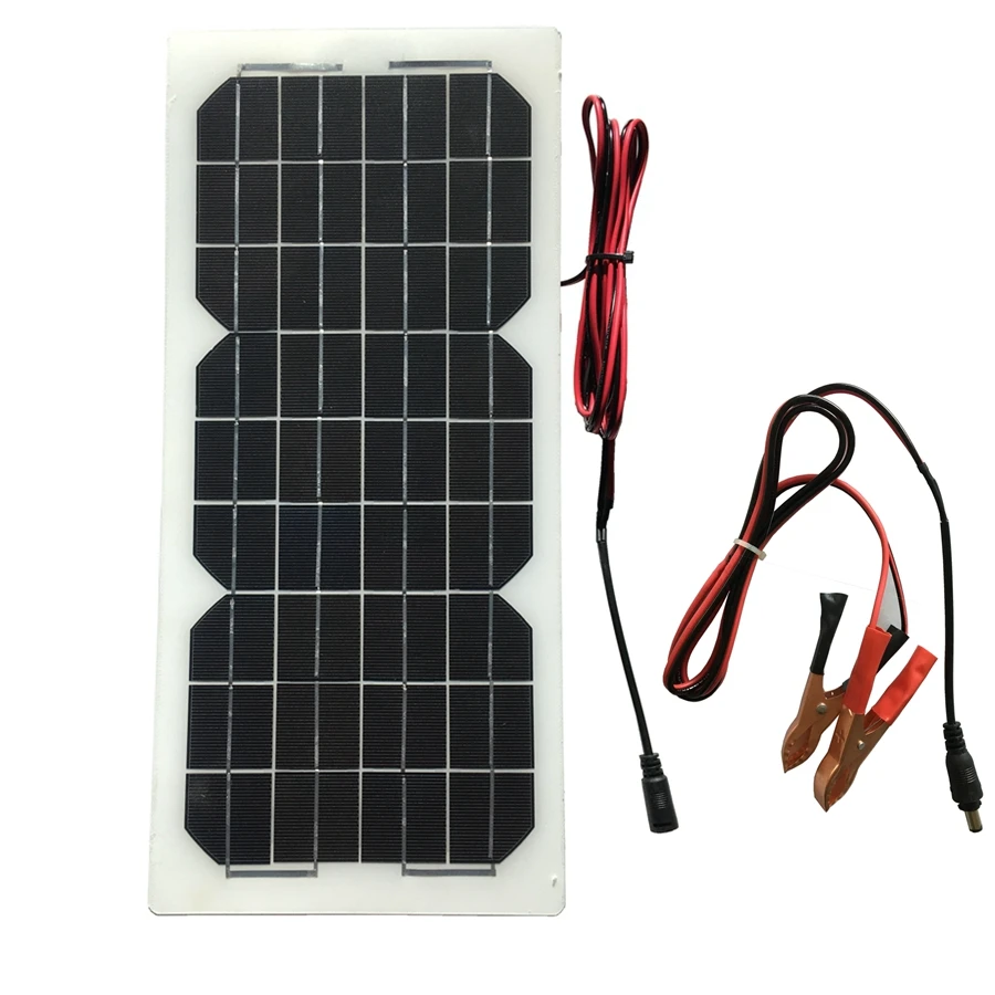 

Workstar 18V 10W Semi-flexible Mono Solar Panel Solar Cell DC Module 12V Battery Charger Maintenance with 3M cable