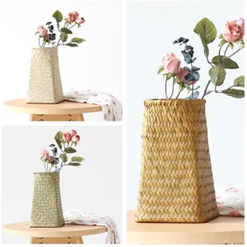 

Foldable Wickerwork Storage Basket Hanging Decorative Baskets Garden Flower Pot Rattan Planter Seagrass Laundry Basket