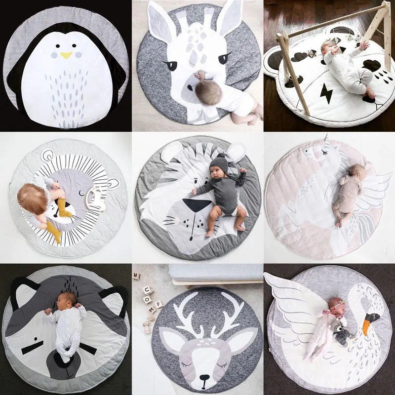 INS 18styles round cartoon baby infant playmats kids crawling carpet floor rug blanket cotton game pad baby room Decor90~ 95CM INS 18styles round cartoon baby infant playmats kids crawling carpet floor rug blanket cotton game pad baby room Decor90~ 95CM