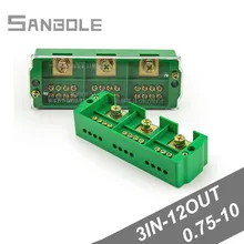 Connection Distribution Box 3-in 12-out Three phase Green Terminal Block Row Junction Metering Box Part Line