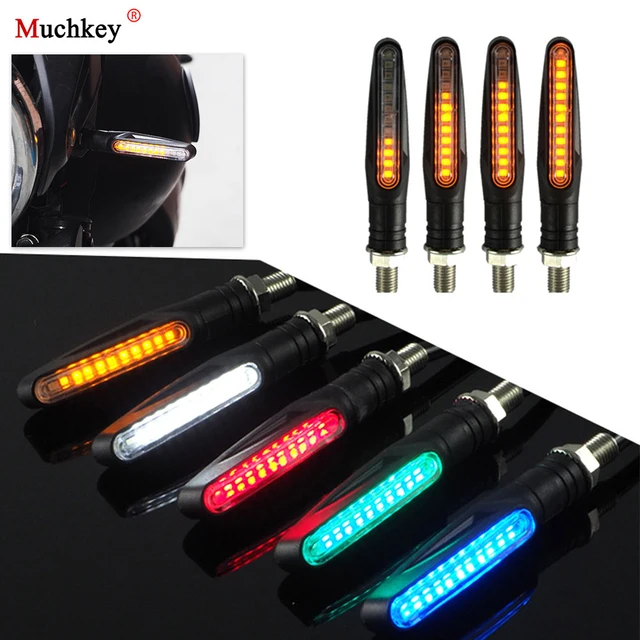 4PCS Motorcycle Turn Signals Flashing Light LED Flasher Flowing Water Blinker Lights Tail Turn