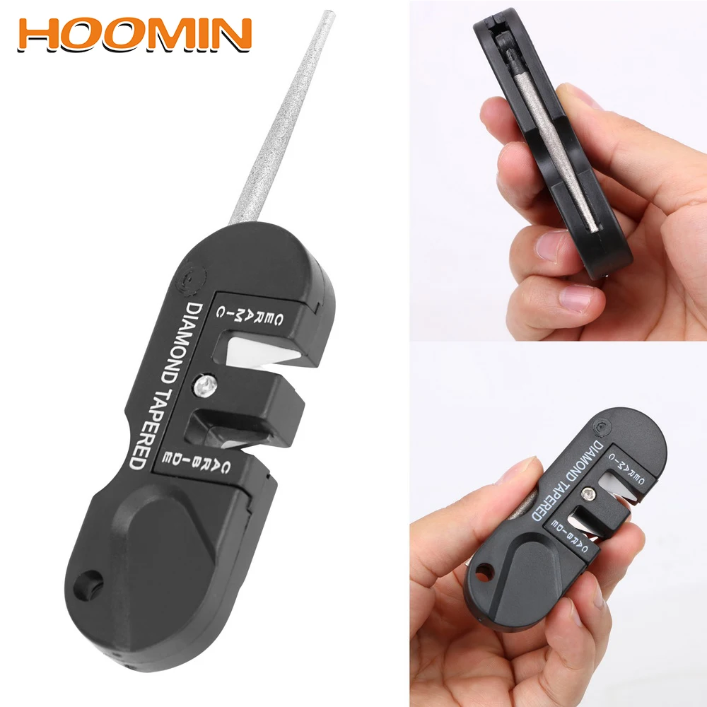 

HOOMIN Two Stages Sharpener Knife Multifunction Outdoor Survival Hunting Foldable Pocket Keychain Sharpening Tool
