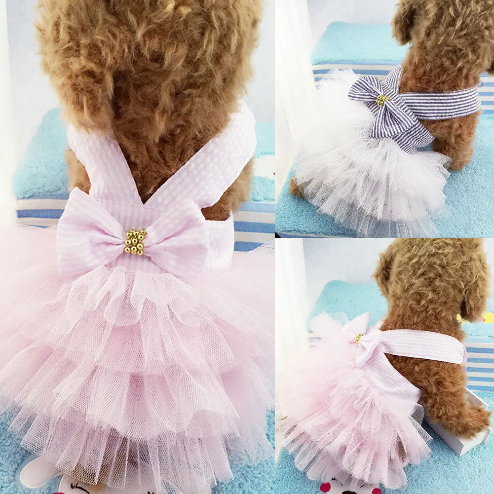 Buy Cute Pet Dog Dress Cute Lace Ball Gown Puppy Bow