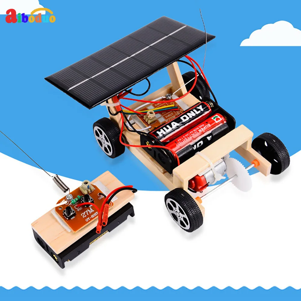 2018 новые деревянные Diy мини игрушка на солнечных батареях Радиоуправляемый