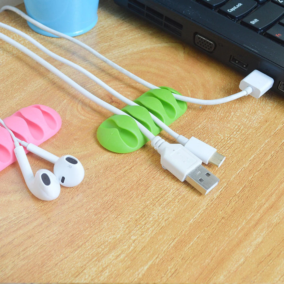 

Soonhua Cable Winders Cable Organizer Wire Storage Charger Holder Organizer Cord Management Clips With 5 Slots Earphone