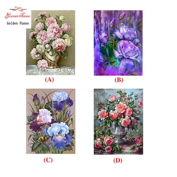 

Golden Panno 14CT Kits para Bordar Ponto Cruz Pintura DIY Needlework DMC Fio de Algodo Flor Scenic Ano Novo Home Decor C